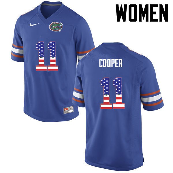 Florida Gators Women #11 Riley Cooper College Football Jersey USA Flag Fashion Blue